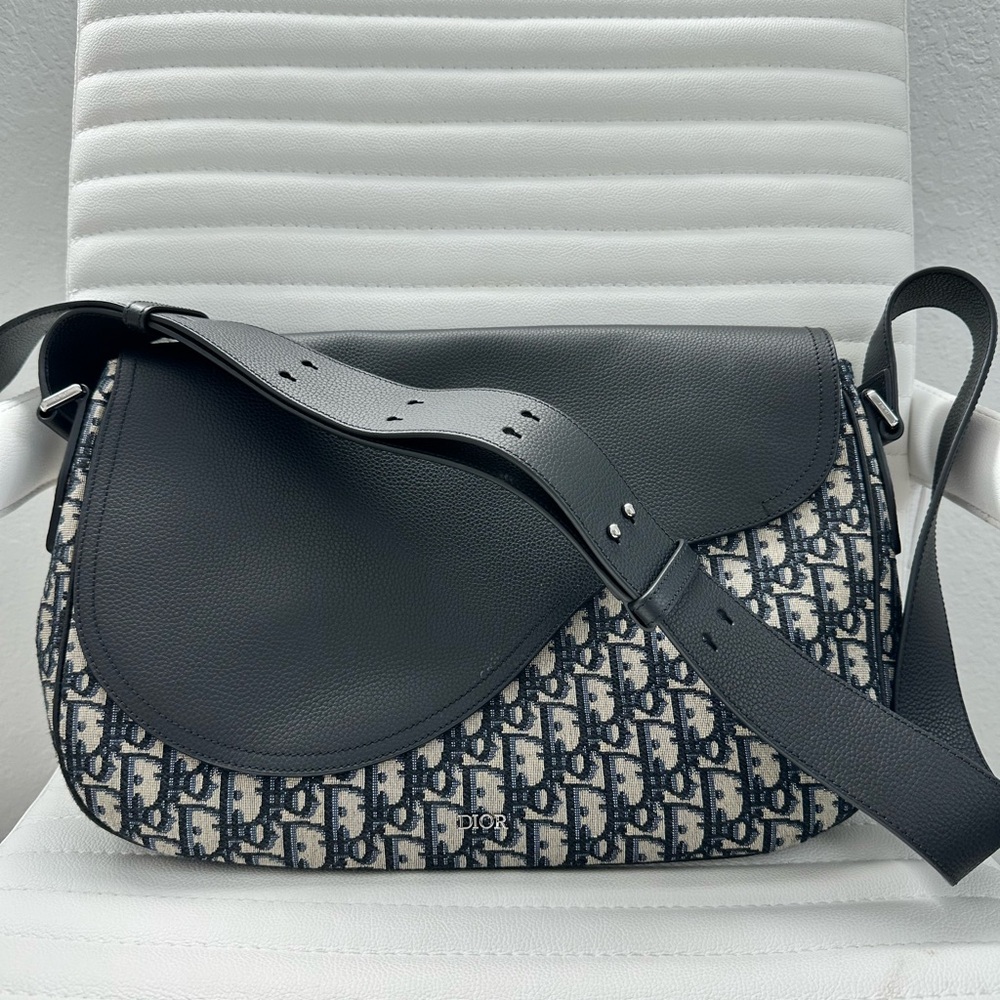 Dior Black and White Saddle Bag